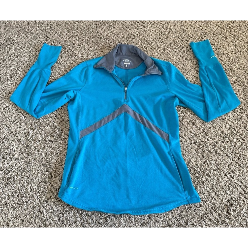 Nike Women's‎ Quarter-Zip Dri-FIT Blue Gray athletic pullover Size Large